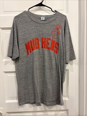 Vintage Mud Hens Gray Short-Sleeve Logo T-Shirt